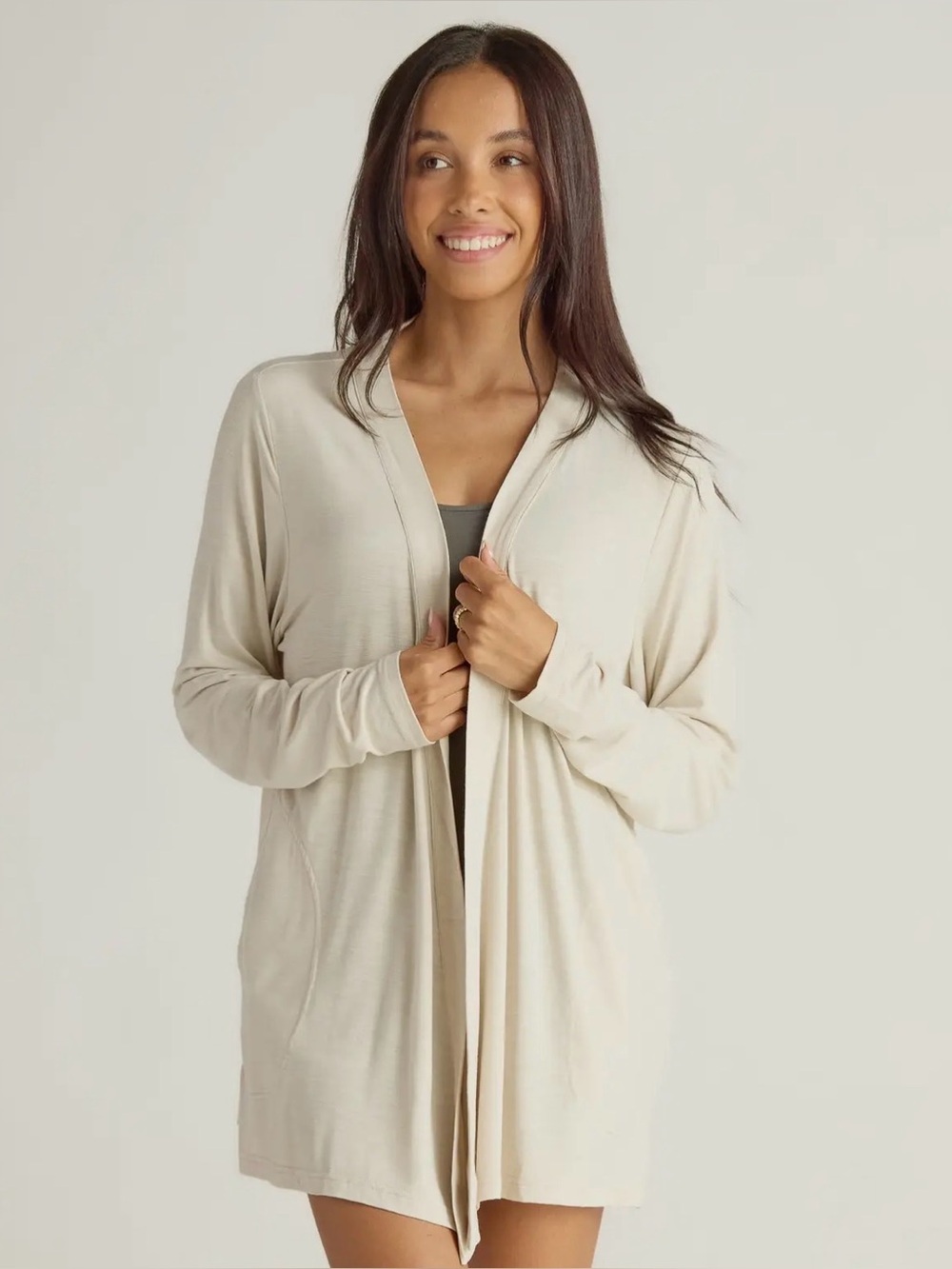 Faceplant Dreams swing Light Cream Open-Front Long Cardigan NWT $82